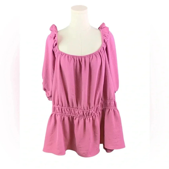 Nine West Mauve Blouse with Cinched Waist and Detail at Neck (Size 3X) - Picture 1 of 2